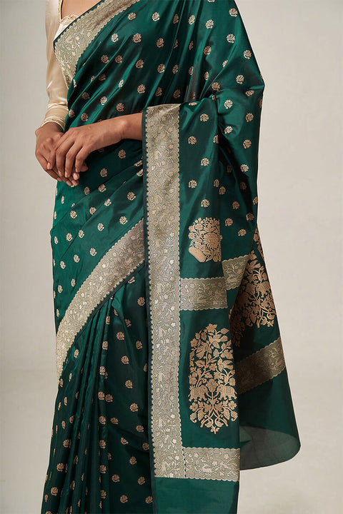 VastraLakshmi Splendorous Rama Soft Silk Saree With Radiant Blouse Piece