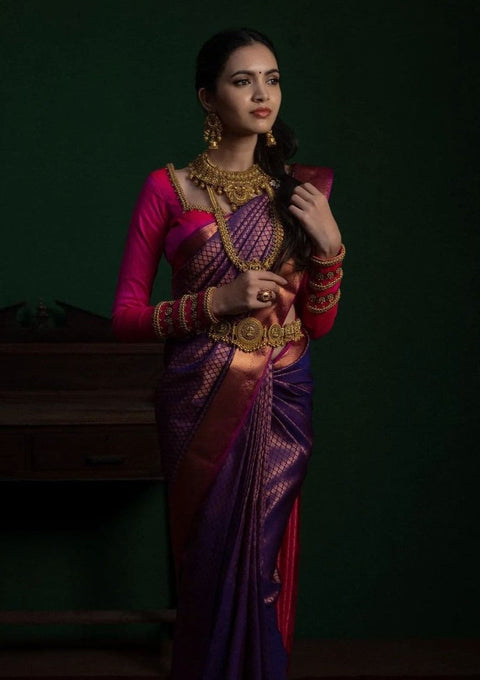 VastraLakshmi Innovative Purple Soft Silk Saree With Classic Blouse Piece