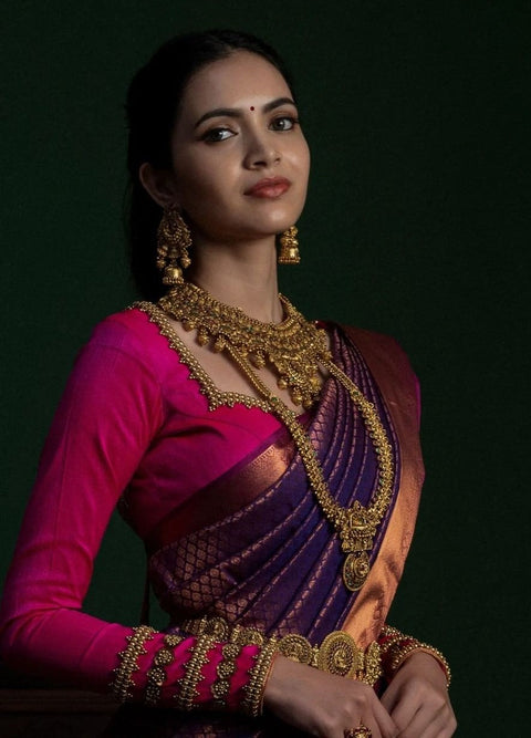 VastraLakshmi Innovative Purple Soft Silk Saree With Classic Blouse Piece