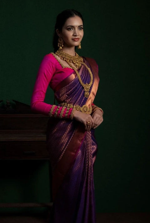 VastraLakshmi Innovative Purple Soft Silk Saree With Classic Blouse Piece