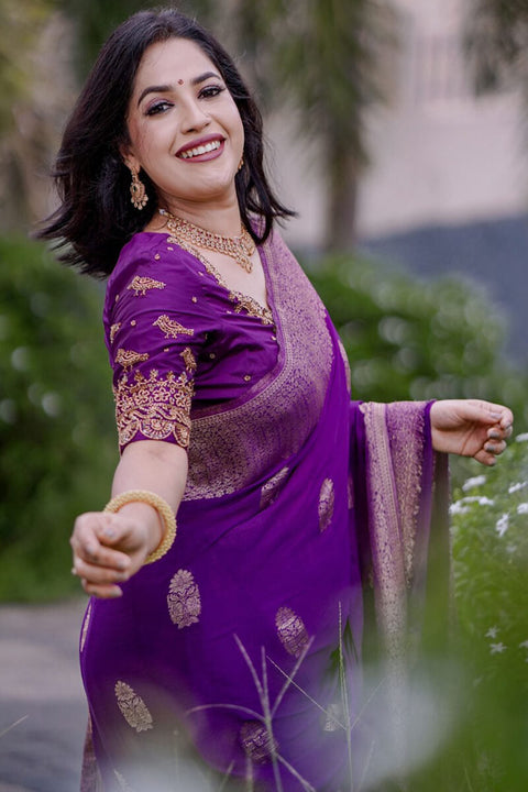 VastraLakshmi Amazing Purple Soft Silk Saree With Surpassing Blouse Piece