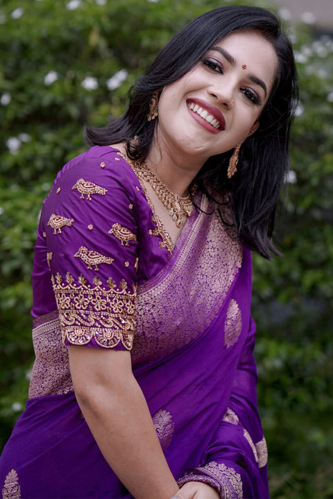 VastraLakshmi Amazing Purple Soft Silk Saree With Surpassing Blouse Piece