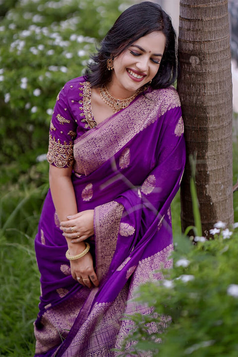 VastraLakshmi Amazing Purple Soft Silk Saree With Surpassing Blouse Piece