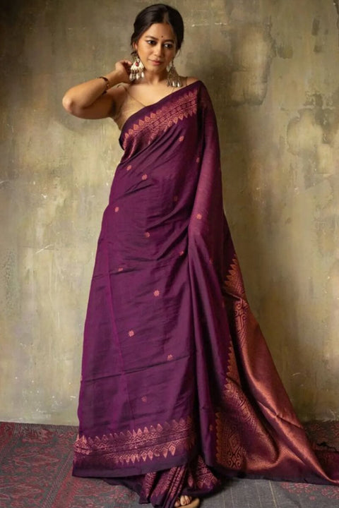 VastraLakshmi Lassitude Purple Soft Silk Saree With Sempiternal  Blouse Piece