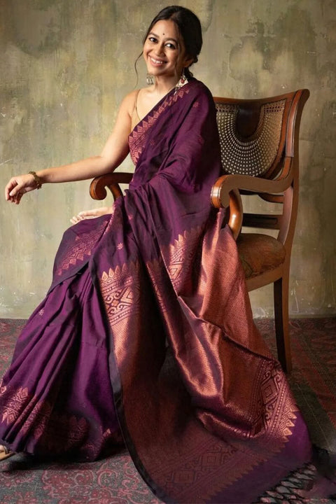 VastraLakshmi Lassitude Purple Soft Silk Saree With Sempiternal  Blouse Piece