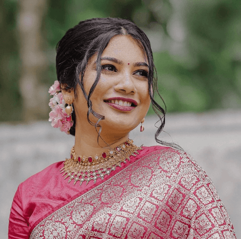 VastraLakshmi Seraglio Dark Pink Soft Silk Saree With Murmurous Blouse Piece