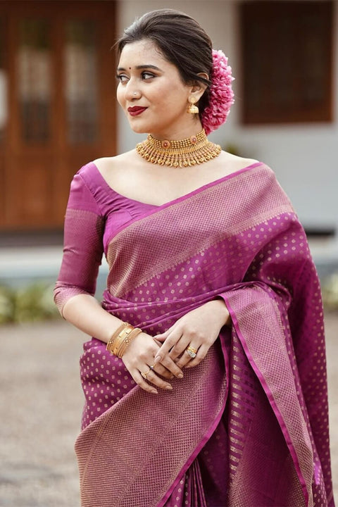 VastraLakshmi Improbable Purple Soft Silk Saree With Ravishing Blouse Piece