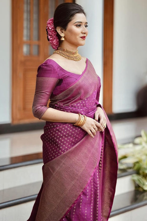 VastraLakshmi Improbable Purple Soft Silk Saree With Ravishing Blouse Piece