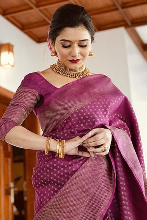 VastraLakshmi Improbable Purple Soft Silk Saree With Ravishing Blouse Piece