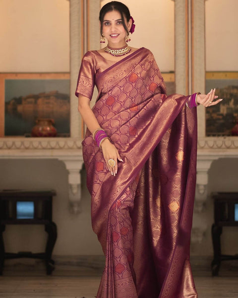 VastraLakshmi Pretty Purple Soft Silk Saree With Energetic  Blouse Piece