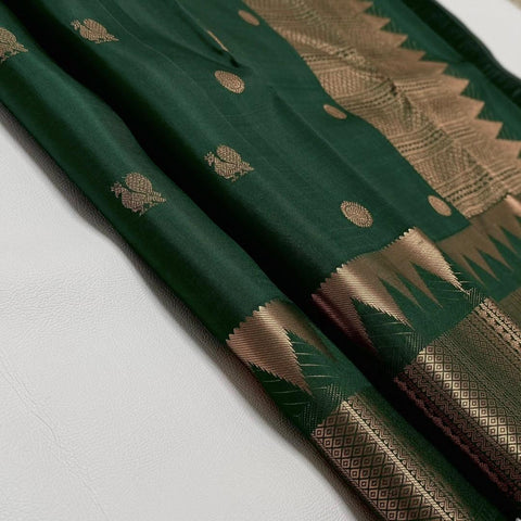 VastraLakshmi Dalliance Dark Green Soft Silk Saree With Twirling Blouse Piece