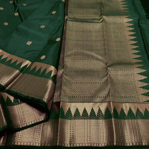 VastraLakshmi Dalliance Dark Green Soft Silk Saree With Twirling Blouse Piece