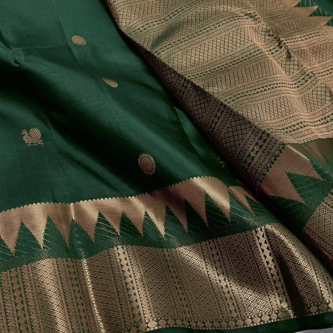 VastraLakshmi Dalliance Dark Green Soft Silk Saree With Twirling Blouse Piece