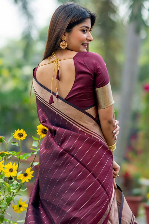 VastraLakshmi Bewitching Wine Soft Silk Saree With Fugacious Blouse Piece