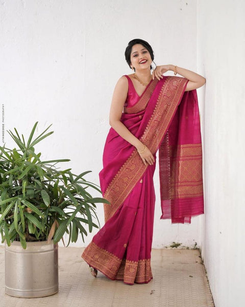 VastraLakshmi Delectable Dark Pink Soft Silk Saree With Gratifying Blouse Piece