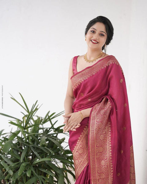 VastraLakshmi Delectable Dark Pink Soft Silk Saree With Gratifying Blouse Piece