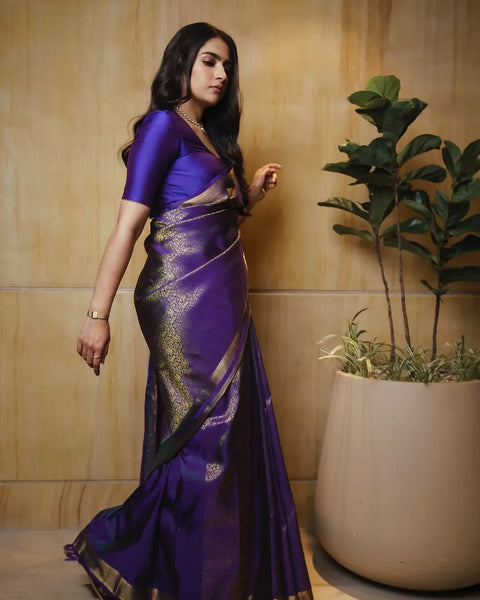 VastraLakshmi Comely Royal Blue Soft Silk Saree With Evocative Blouse Piece