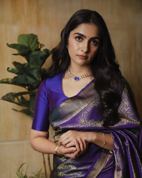 VastraLakshmi Comely Royal Blue Soft Silk Saree With Evocative Blouse Piece