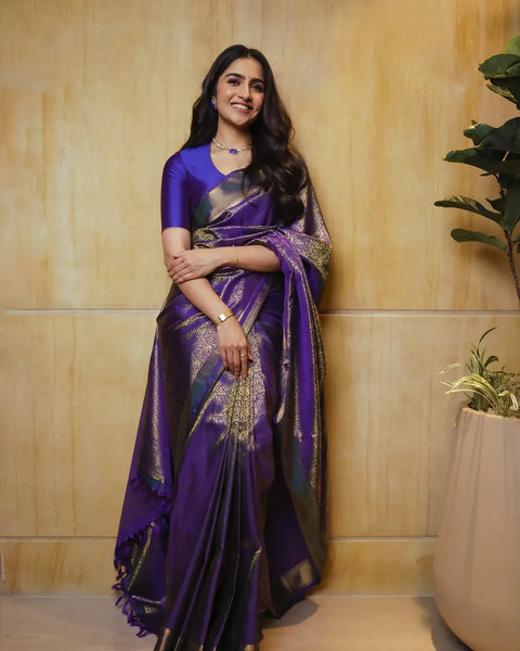 VastraLakshmi Comely Royal Blue Soft Silk Saree With Evocative Blouse Piece