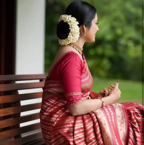 VastraLakshmi Panoply Red Soft Silk Saree With Dissemble Blouse Piece