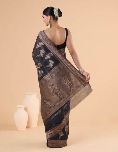 VastraLakshmi Wonderful Black Soft Silk Saree With Smart Blouse Piece