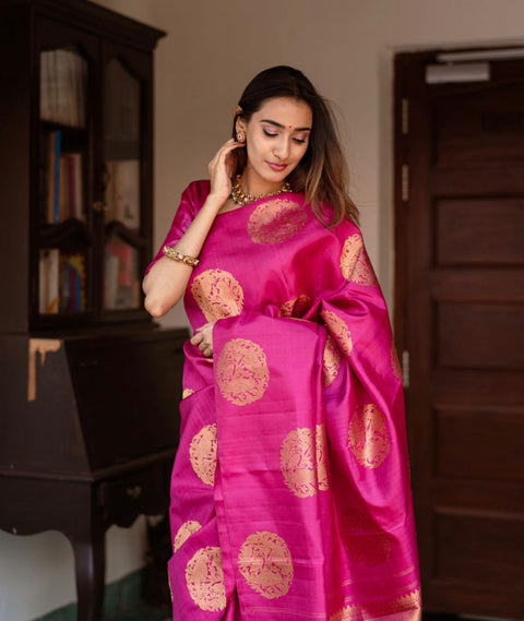 VastraLakshmi Transcendent Dark Pink Soft Silk Saree With Supernal Blouse Piece