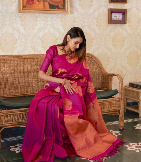 VastraLakshmi Transcendent Dark Pink Soft Silk Saree With Supernal Blouse Piece