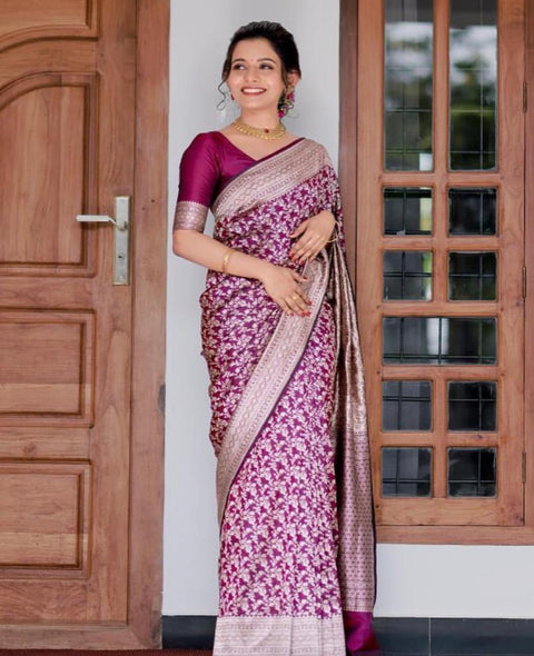 VastraLakshmi Magnetic Purple Soft Silk Saree With Snazzy Blouse Piece