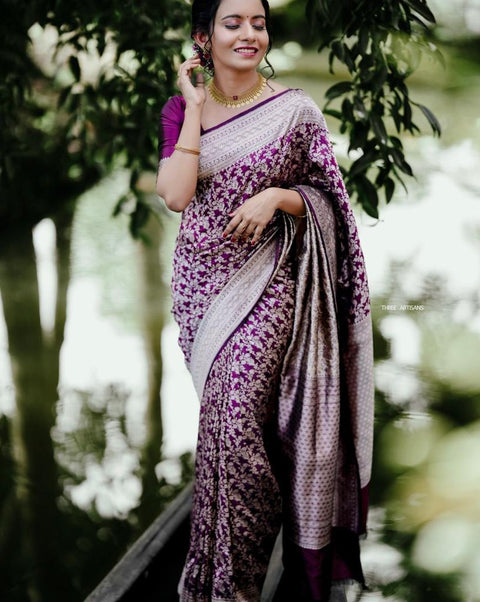 VastraLakshmi Magnetic Purple Soft Silk Saree With Snazzy Blouse Piece