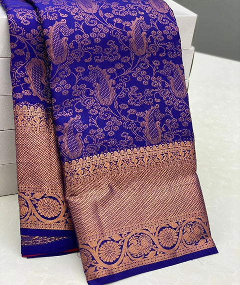 VastraLakshmi Splendorous Blue Soft Silk Saree With Tremendous Blouse Piece