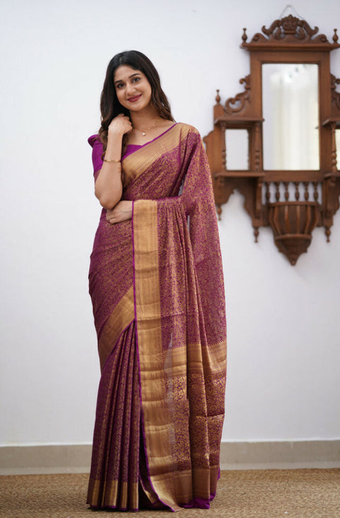 VastraLakshmi Dalliance Purple Soft Silk Saree With Bewitching Blouse Piece