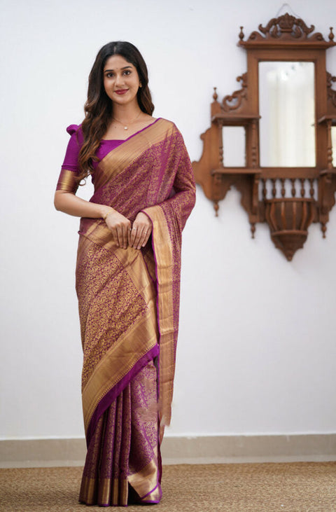 VastraLakshmi Dalliance Purple Soft Silk Saree With Bewitching Blouse Piece