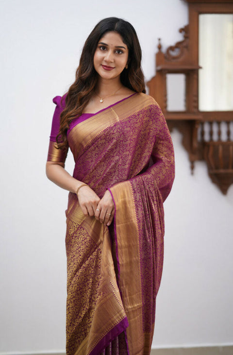 VastraLakshmi Dalliance Purple Soft Silk Saree With Bewitching Blouse Piece