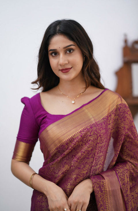 VastraLakshmi Dalliance Purple Soft Silk Saree With Bewitching Blouse Piece