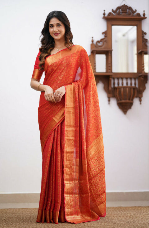 VastraLakshmi Traditional Red Soft Silk Saree With Fancifull Blouse Piece