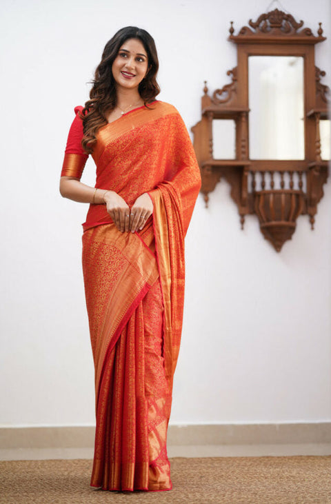 VastraLakshmi Traditional Red Soft Silk Saree With Fancifull Blouse Piece