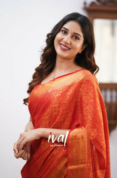 VastraLakshmi Traditional Red Soft Silk Saree With Fancifull Blouse Piece