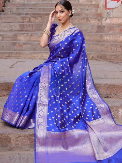 VastraLakshmi Classic Blue Soft Silk Saree With Seraglio Blouse Piece