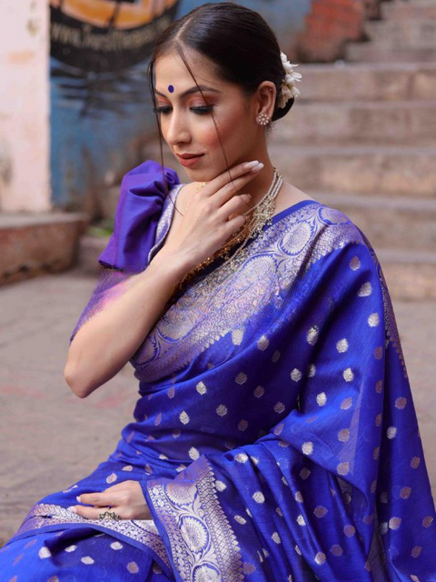 VastraLakshmi Classic Blue Soft Silk Saree With Seraglio Blouse Piece