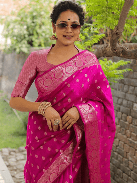 VastraLakshmi Pleasurable Dark Pink Soft Silk Saree With Surreptitious Blouse Piece