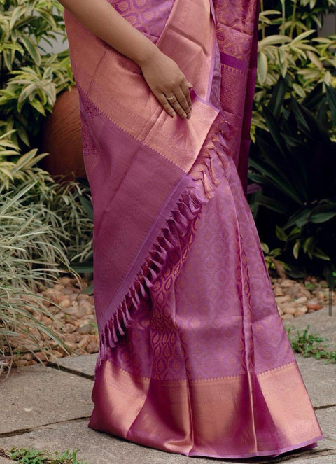 VastraLakshmi Susurrous Pink Soft Silk Saree With Panoply Blouse Piece