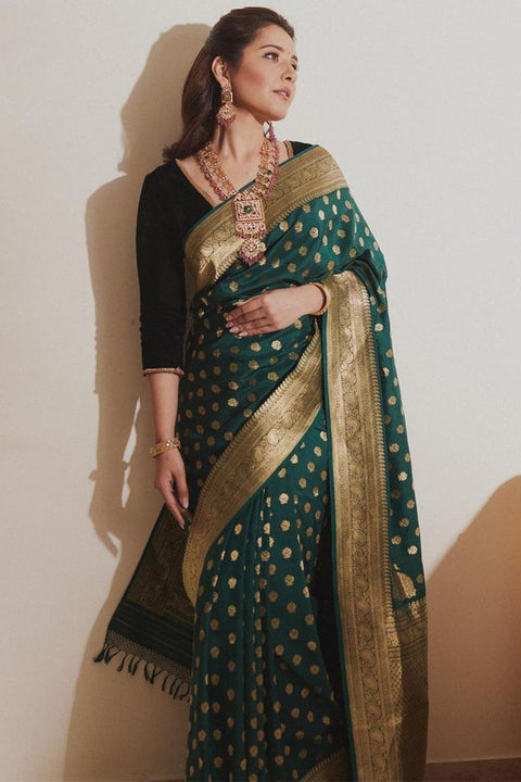 VastraLakshmi Attractive Dark Green Soft Silk Saree With Precious Blouse Piece