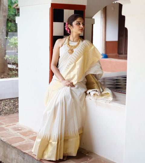 VastraLakshmi Wonderful Off White Soft Silk Saree With Amazing Blouse Piece