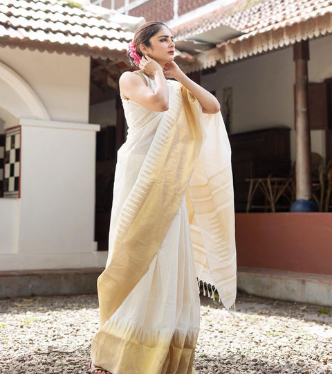 VastraLakshmi Wonderful Off White Soft Silk Saree With Amazing Blouse Piece