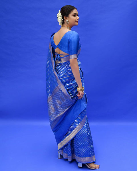 VastraLakshmi Phenomenal Royal Blue Soft Silk Saree With Lovely Blouse Piece