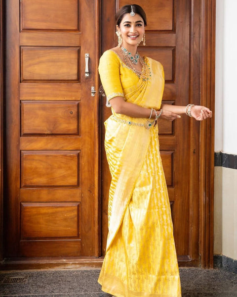 VastraLakshmi Stunner Yellow Soft Silk Saree With Preferable Blouse Piece