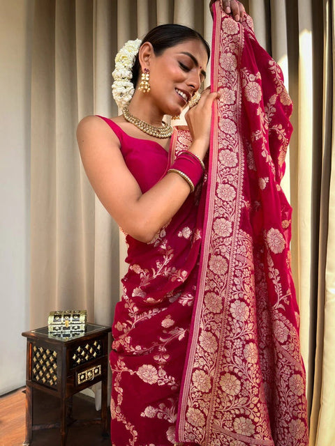 VastraLakshmi Flaunt Dark Pink Soft Silk Saree With Extraordinary Blouse Piece