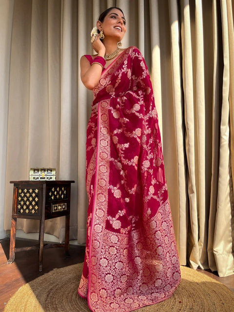 VastraLakshmi Flaunt Dark Pink Soft Silk Saree With Extraordinary Blouse Piece