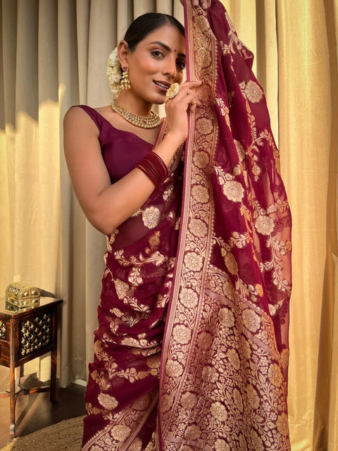 VastraLakshmi Inspiring Wine Soft Silk Saree With Beauteous Blouse Piece