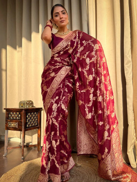 VastraLakshmi Inspiring Wine Soft Silk Saree With Beauteous Blouse Piece